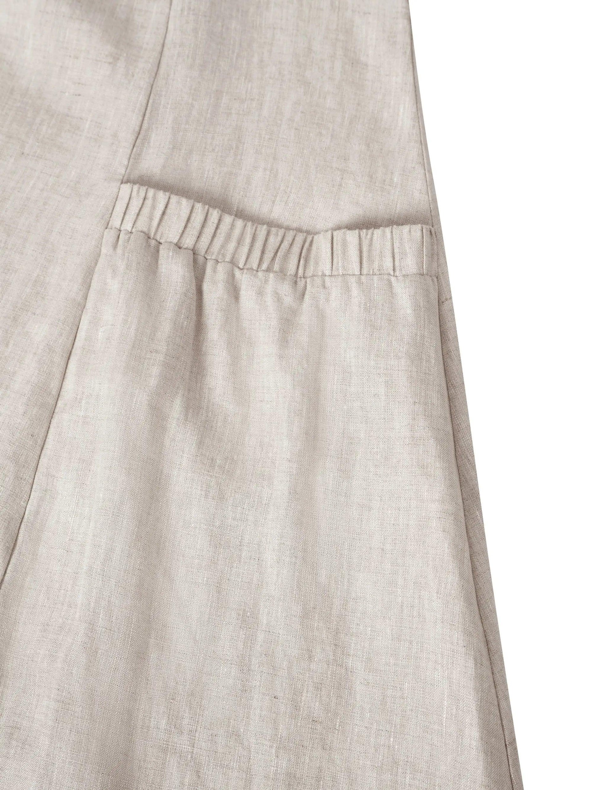 100% Linen Scoop Neck Swing Beach Maxi Dress - Sleeveless