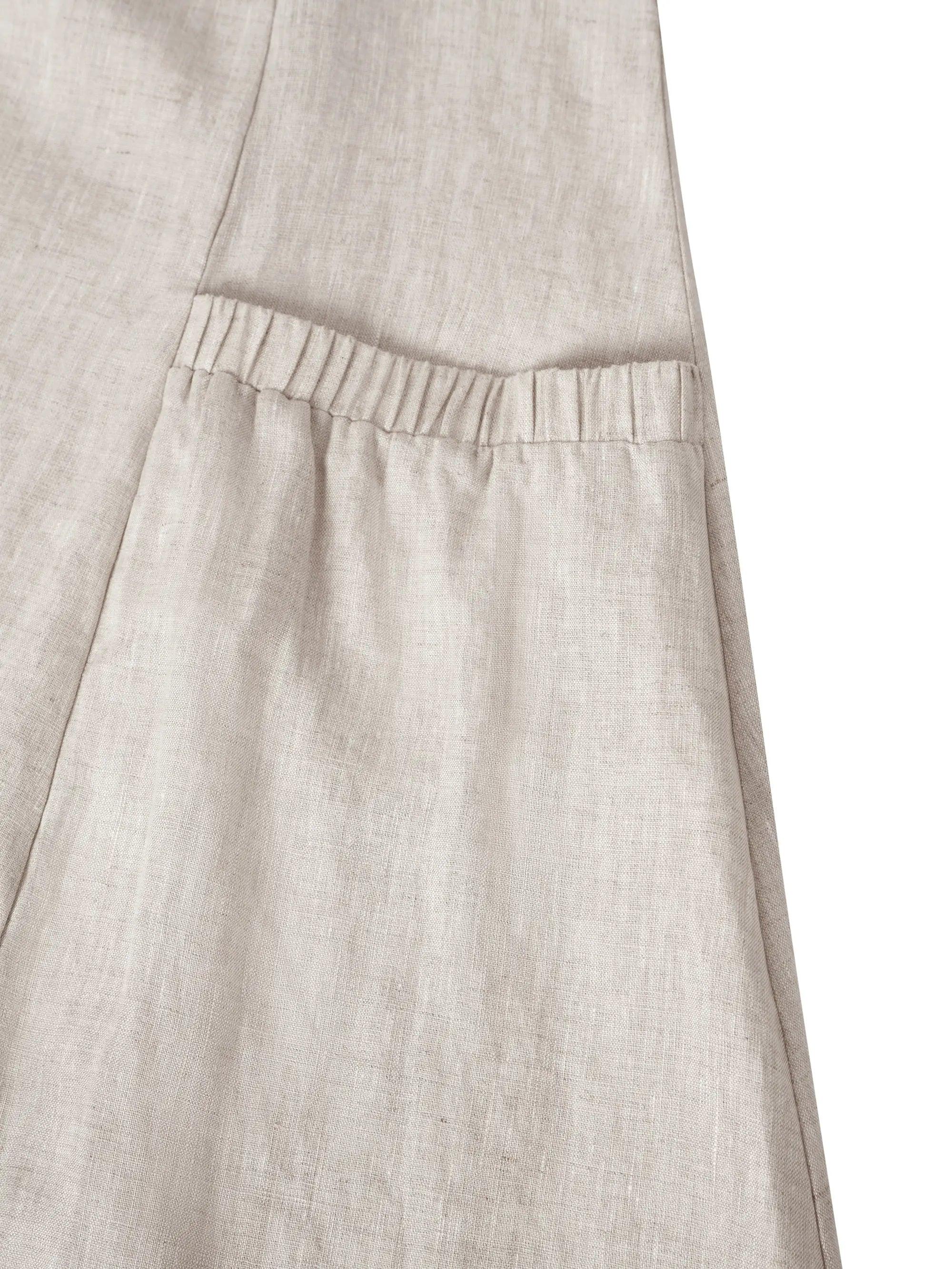100% Linen Scoop Neck Swing Beach Maxi Dress - Sleeveless