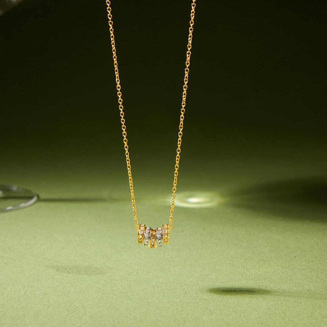 Minimalist Spinner Pendant Necklace in Gold and Silver Stainless Steel