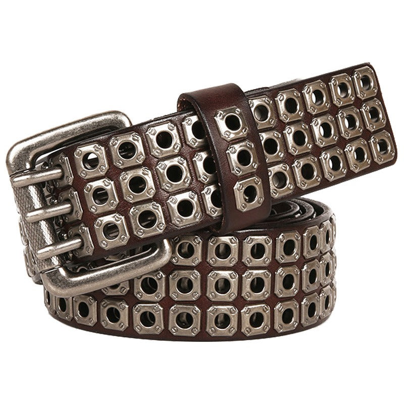 Women's Harajuku Punk Style Cowhide Rivet Belt - Adjustable - Image 6