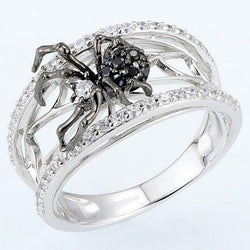 Huaya Classic Fashion 925 Silver Black Spider Ring Popular In Europe And America Personality Women's Ring Factory Direct Sales