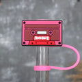 80’s Cassette Tape Straw Topper pink