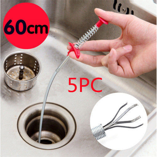 60CM Drain Clog Remover Spring Sewer Dredger for Sink Hair Removal