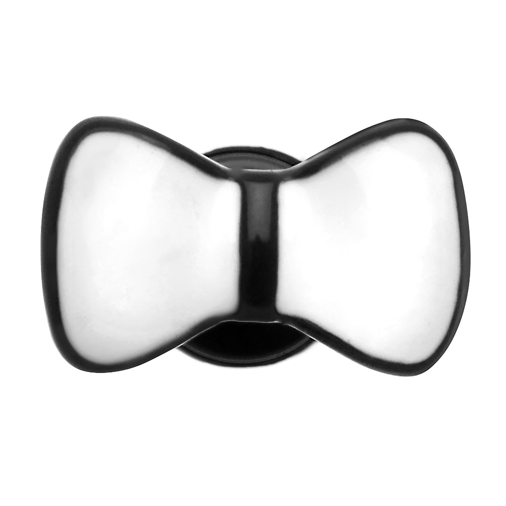 White on Black Enamel Bow Tie Cheater Plug for 16g Piercing - Image 2