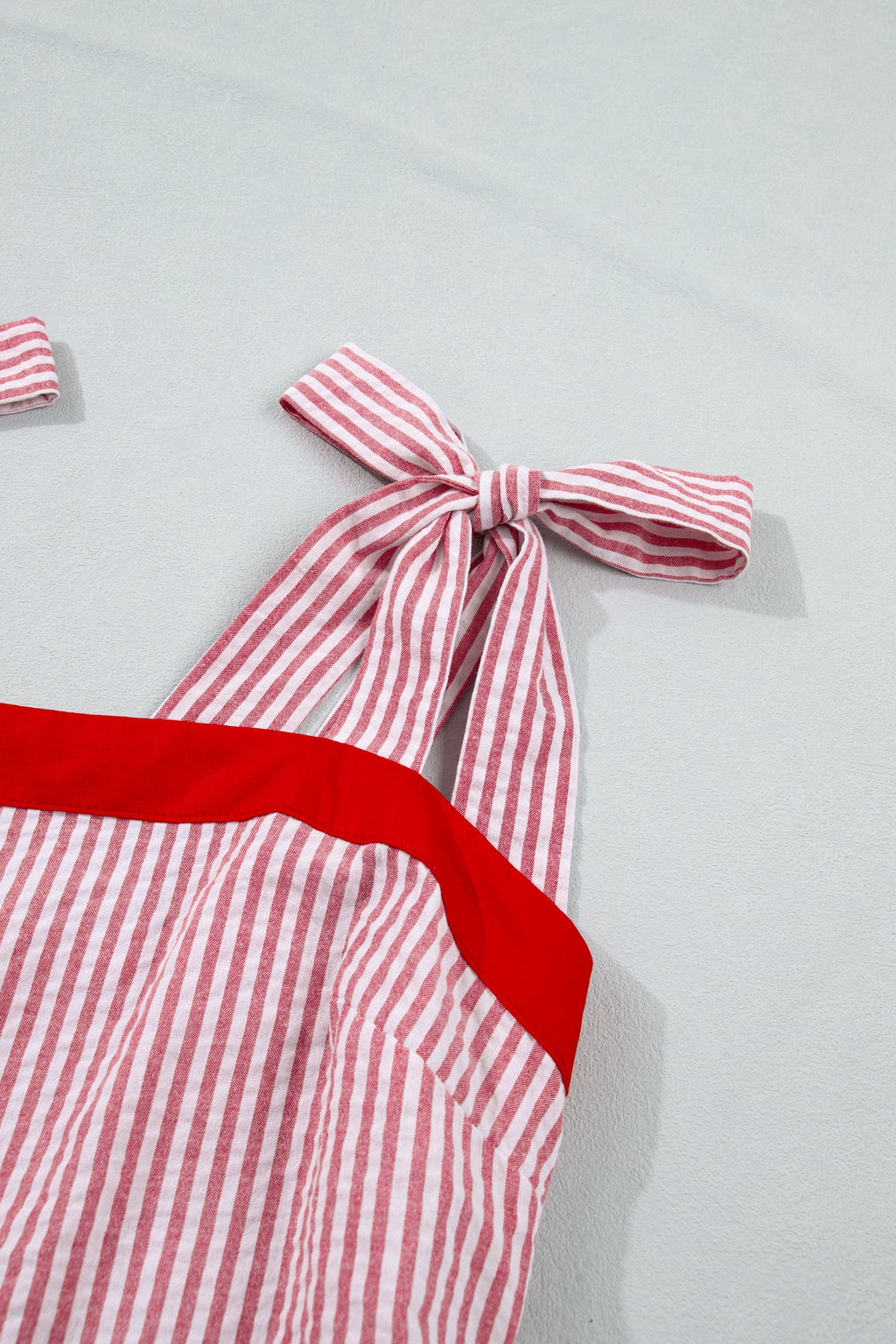 Rose Ruffle Hem Maxi Dress in Red and White Striped A-Line