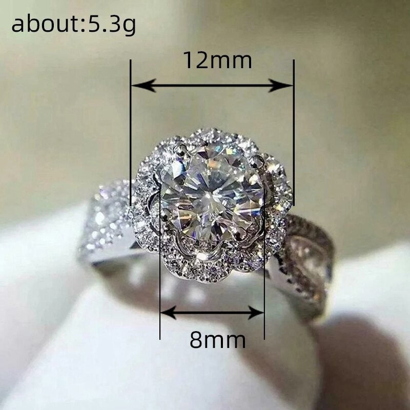 Starry Sky Micro-Inlaid Zircon For Women Fashionable Flower-Shape Ring