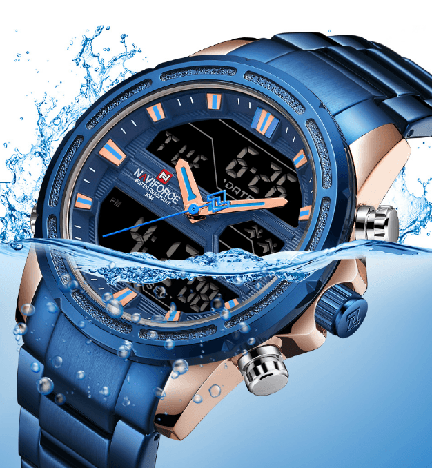 Men's Waterproof Analog Digital Multifunction Business Watch