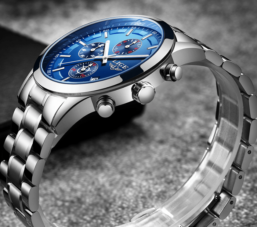 Men's Waterproof Chronograph Watch with Date Display & Luxury Dial