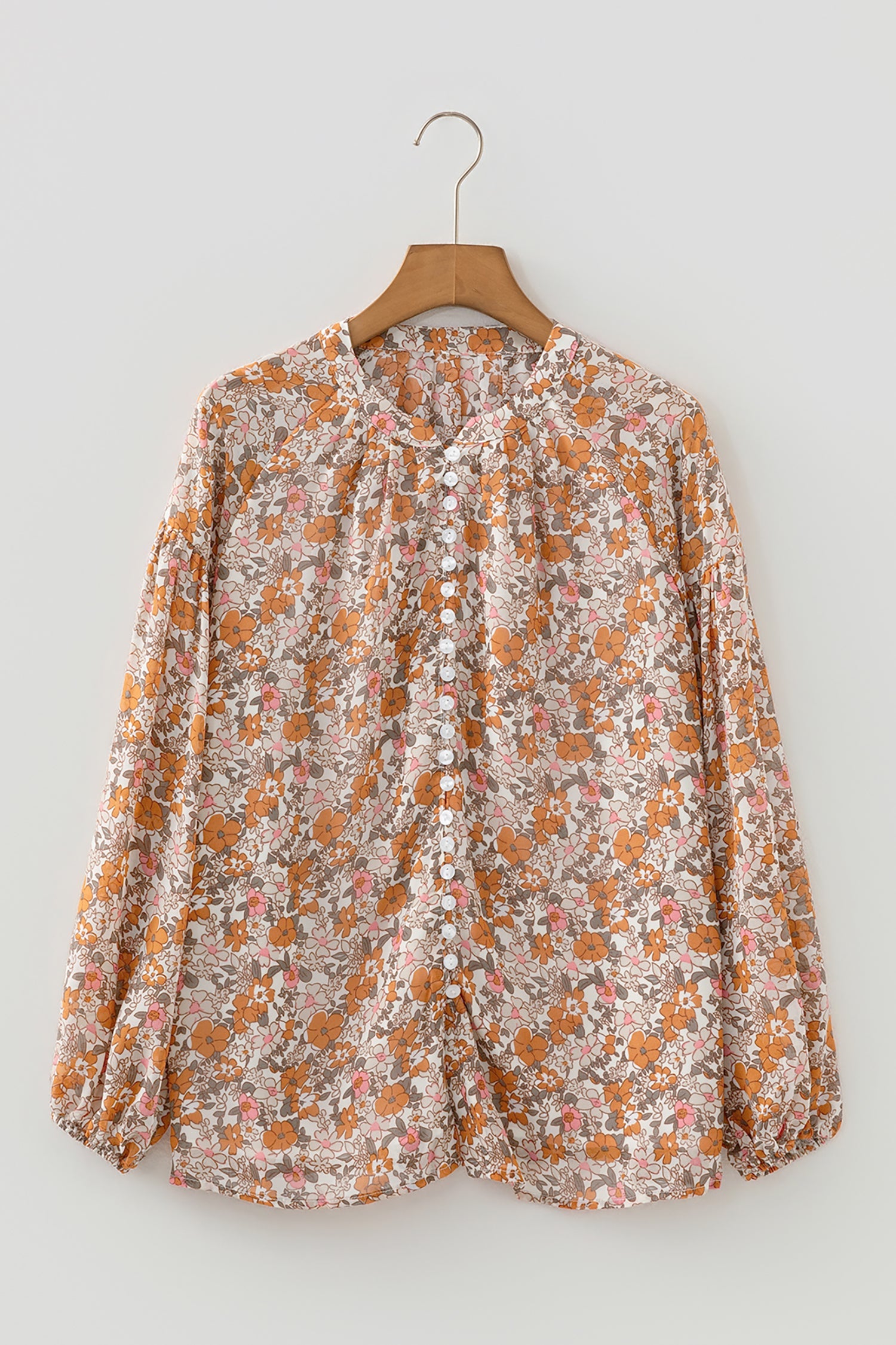 Floral Puff Sleeve Button-Down Shirt