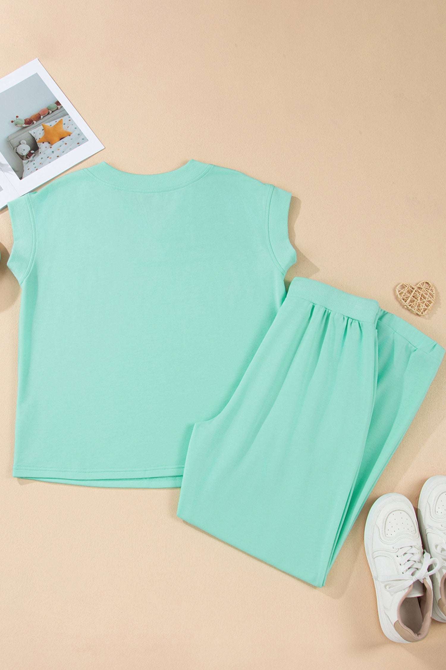 Solid V-Neck Tee and Drawstring Pants Loungewear Set