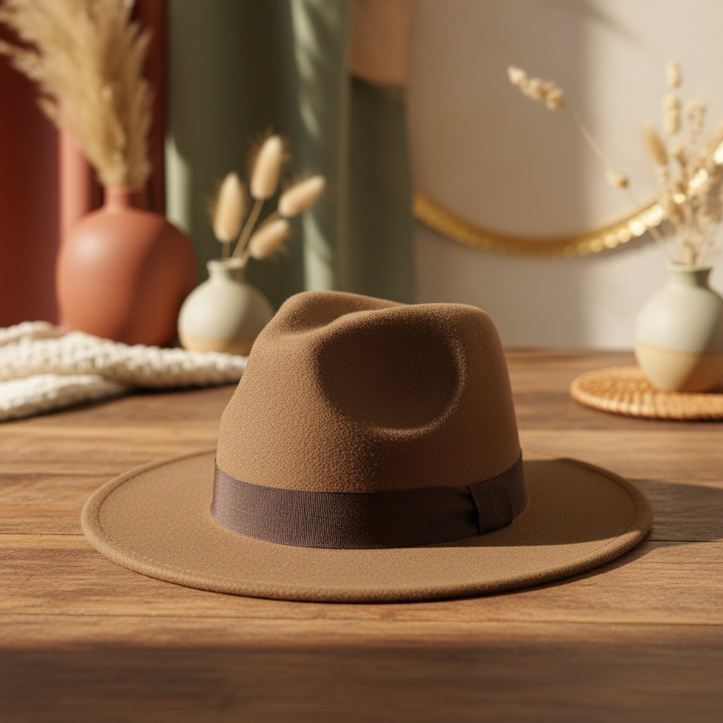 Wide Brim Bell Crown Felt Hat – Unisex Minimalist Sun Hat