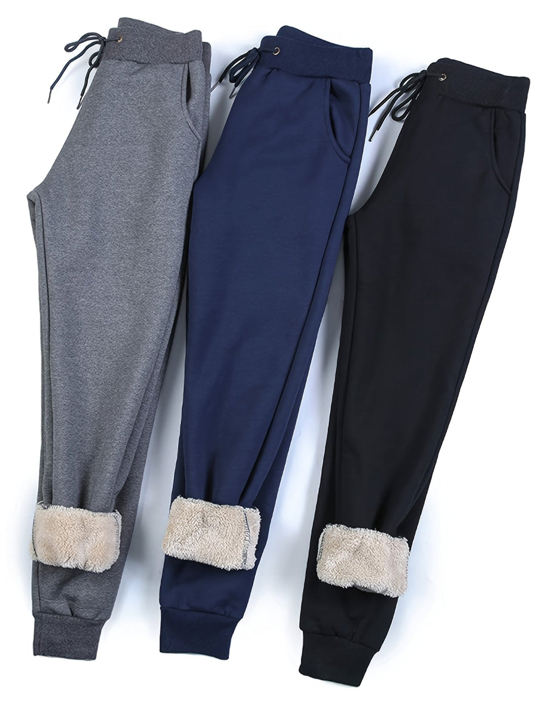 Women's Fleece Lined Sweatpants Joggers Boyfriend Relaxed Fit - Image 2