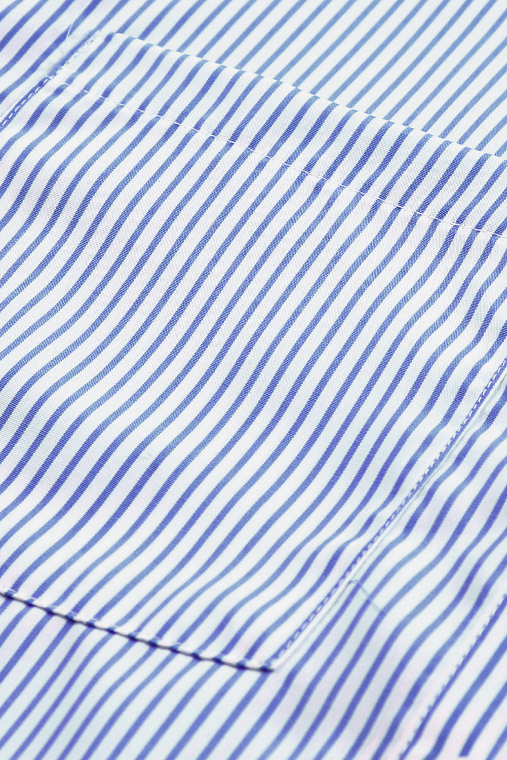Blue Striped Casual Shirt with Shirred Cuffs | Polyester