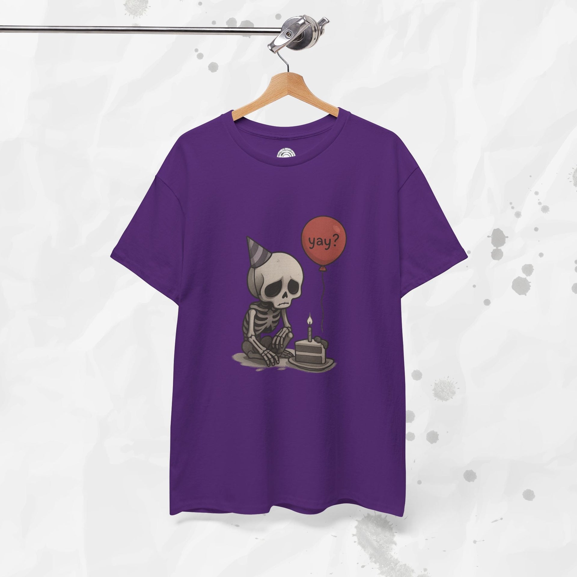 Yay? Skeleton Birthday Graphic T-Shirt - Available in Grey and Red - Image 27