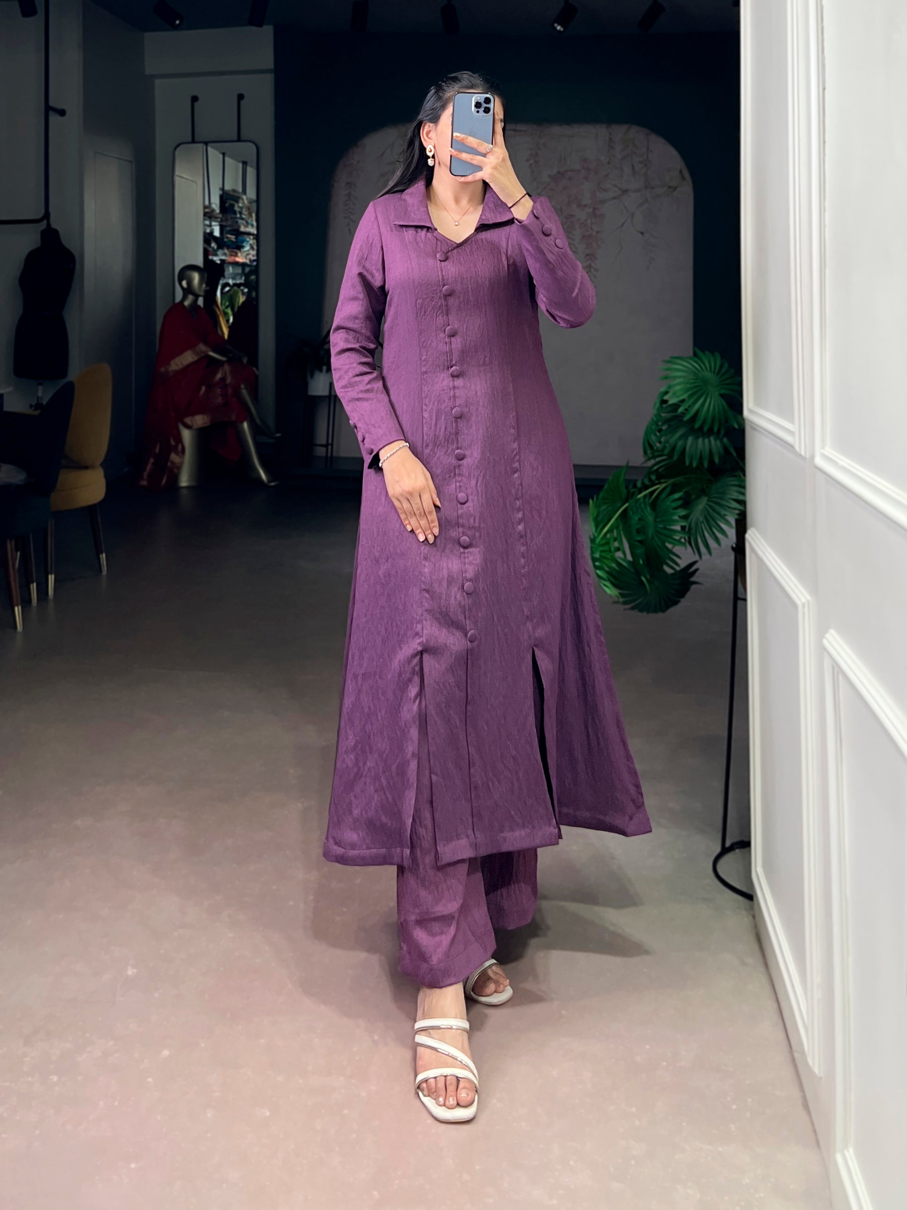Purple Straight Cut Suit in Soft N.V Herry Fabric