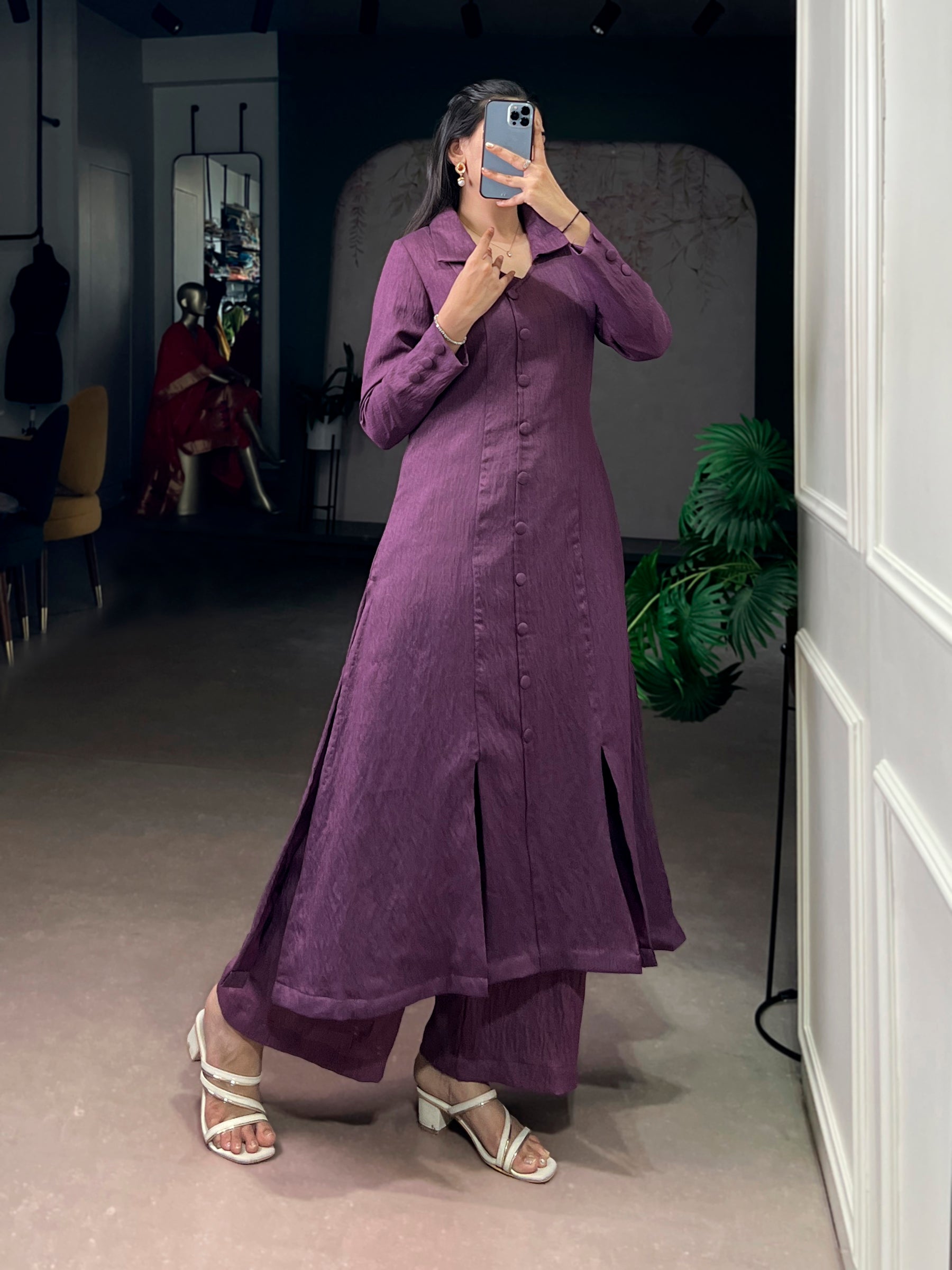 Purple Straight Cut Suit in Soft N.V Herry Fabric