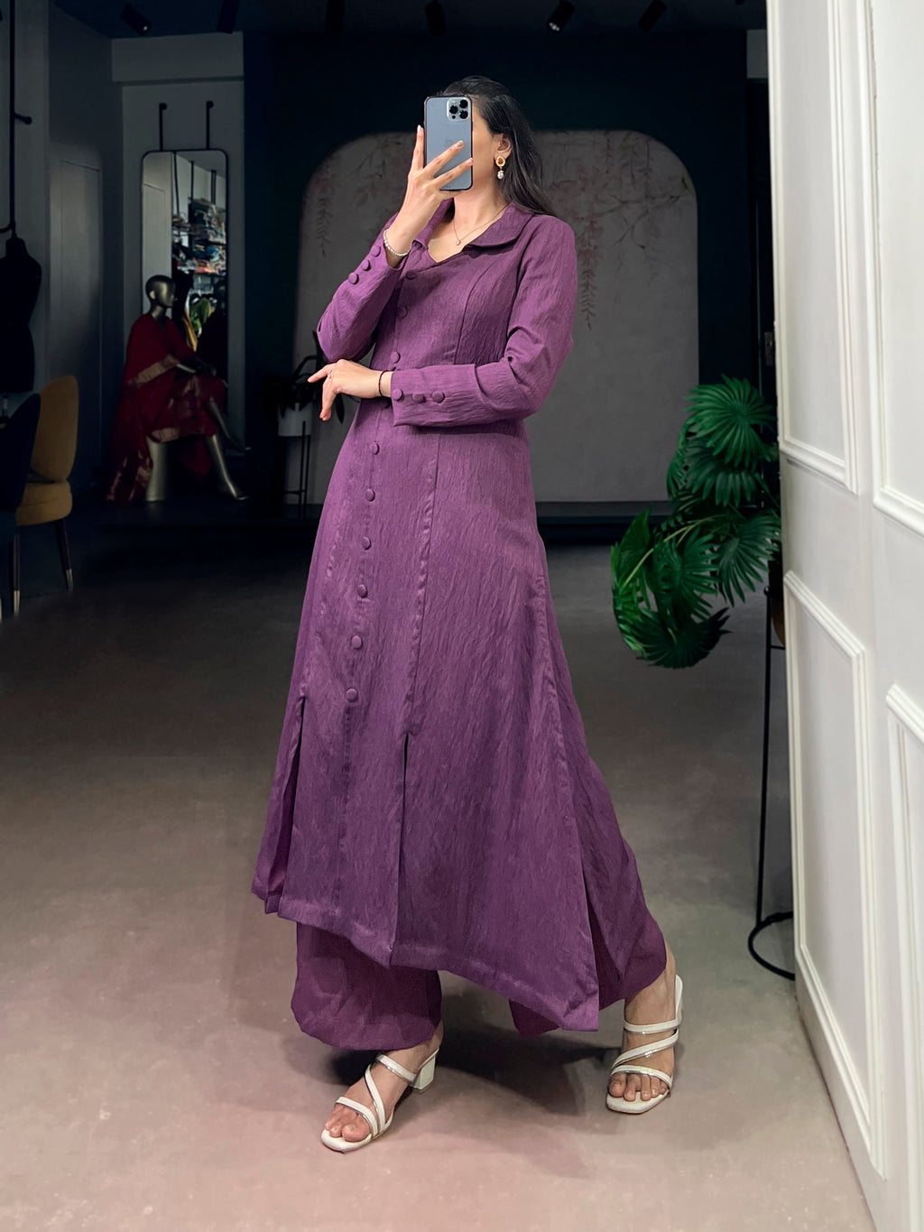 Purple Straight Cut Suit in Soft N.V Herry Fabric