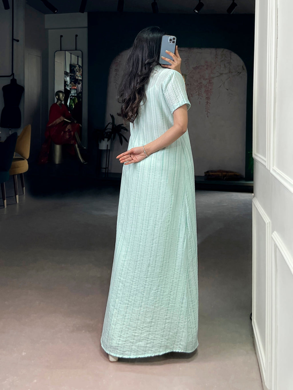 Skyblue Orchid Fabric Indo-Fusion Set with Soft Textures