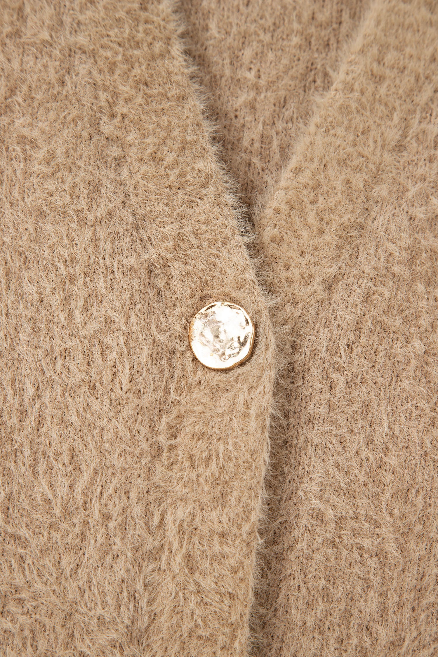 Solid Fuzzy Button-Front Cardigan