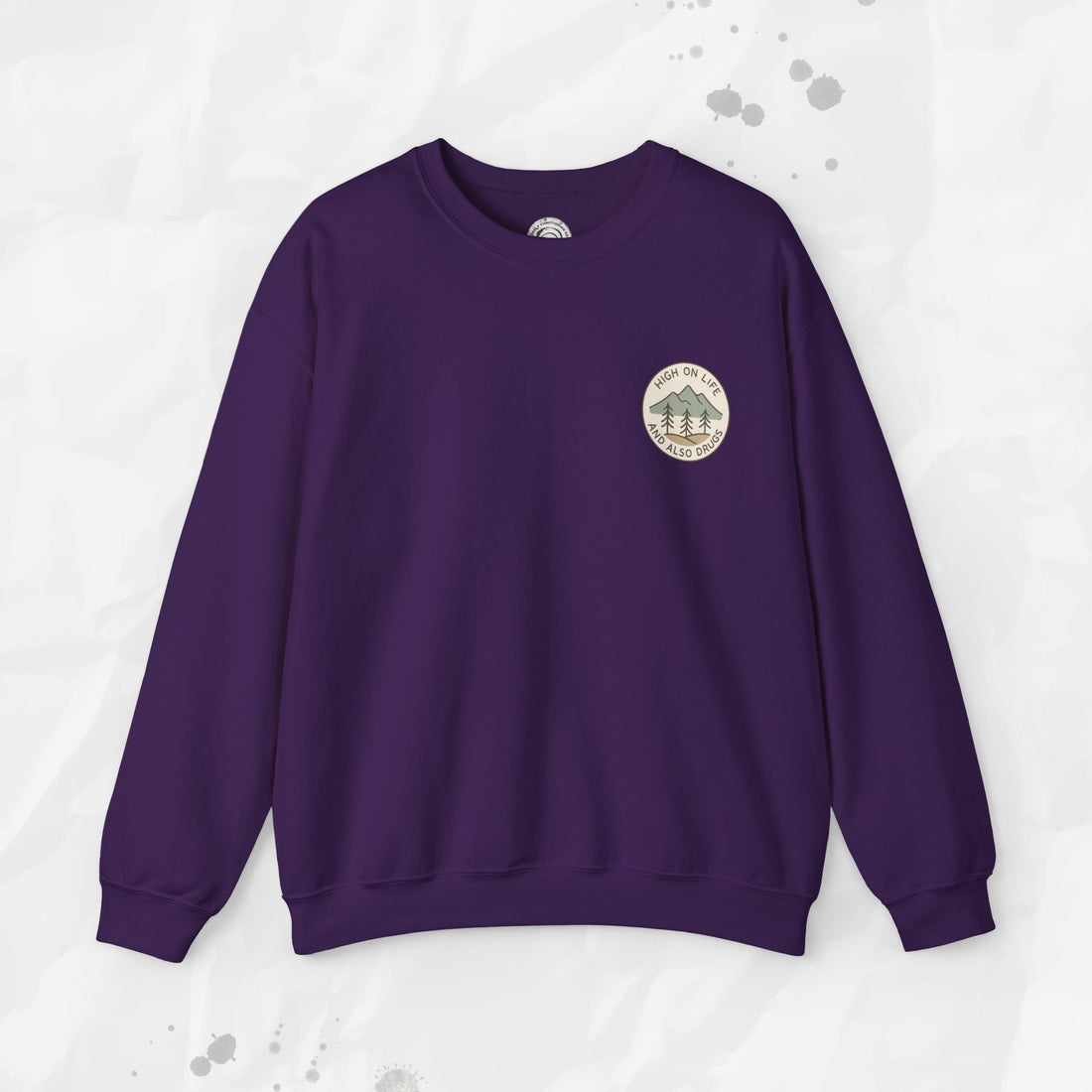 High on Life (and Also Drugs) – Crewneck Sweatshirt (Pocket Print)