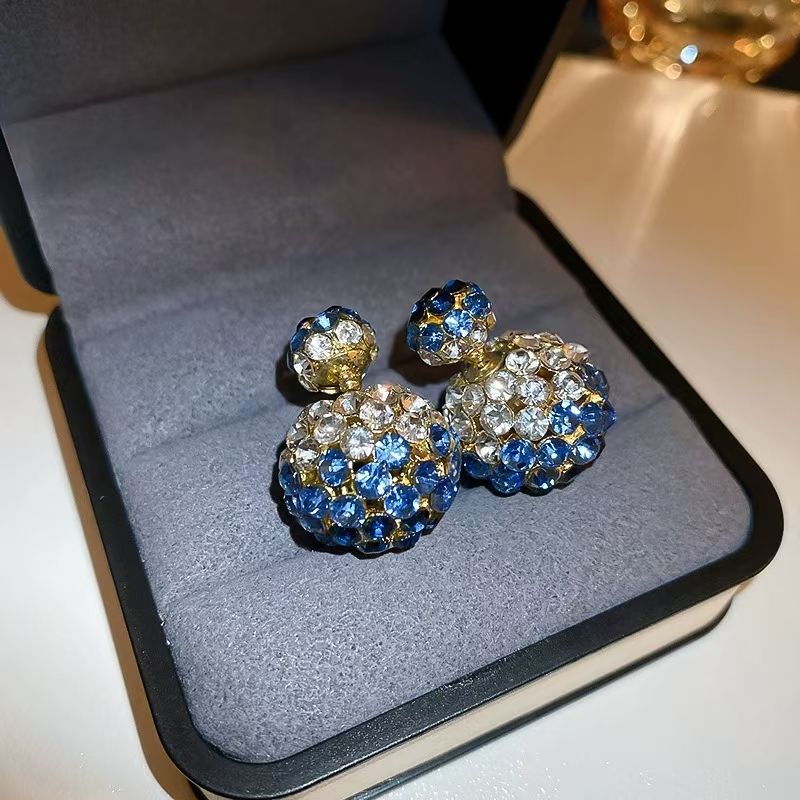 Silver Needle Dual-Wear Diamond Stud Earrings Front & Back Design