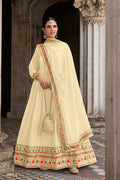 Cream georgette floor-length Anarkali suit with heavy sequins embroidery