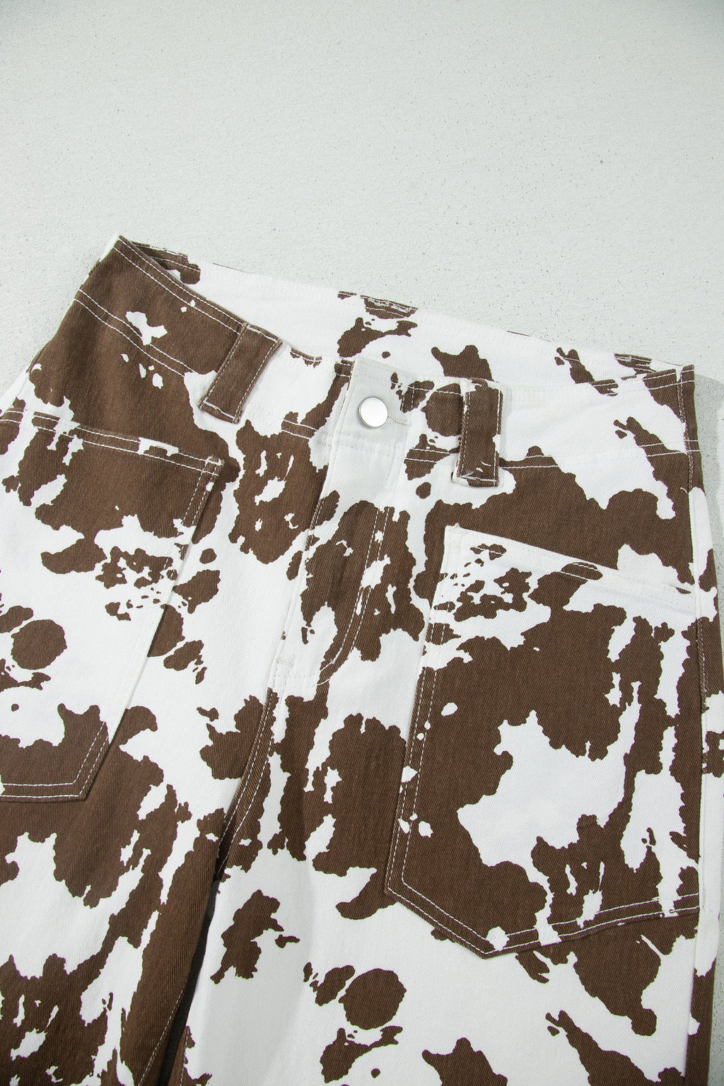 Western Cow Print High Waist Straight Leg Jeans