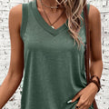 Mist Green Ribbed V Neck Tank Top | Soft Stretch Fabric