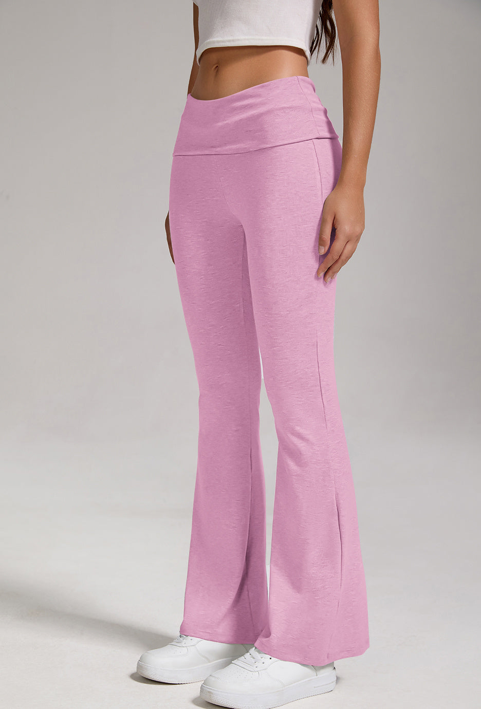 Women's Low-Waisted Folded Waist Flared Pants Wide-Leg Trousers - Image 6