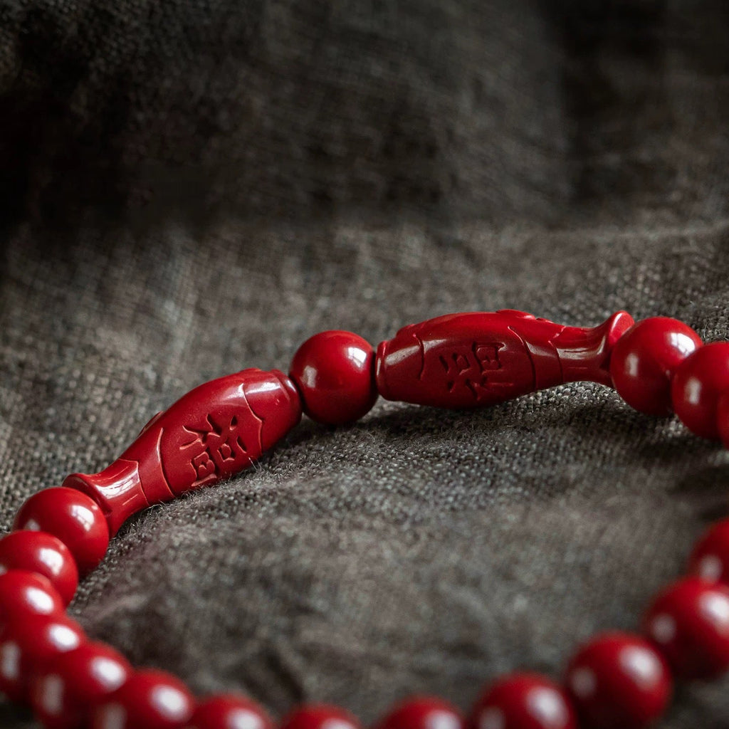 Cinnabar And Gold Sand Fortune-Bringing Bracelet