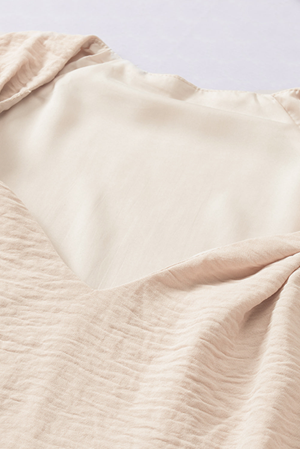 Apricot Plain V Neck Casual Knotted Shoulder Vest