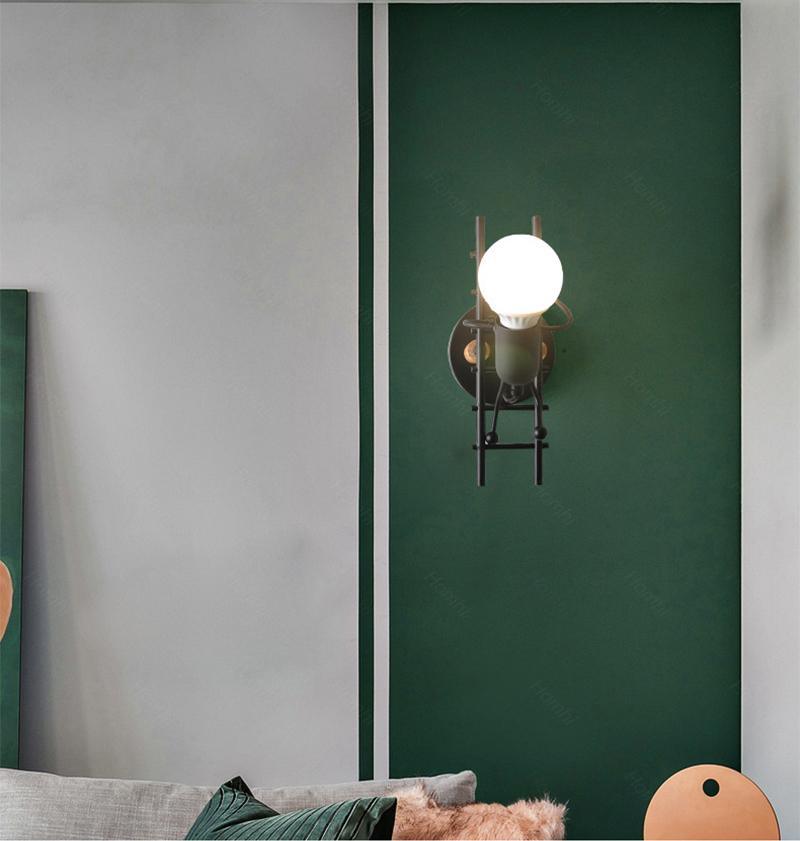 Modern Nordic Humanoid Climbing Ladder Wall Sconce Lamp for Kids Room