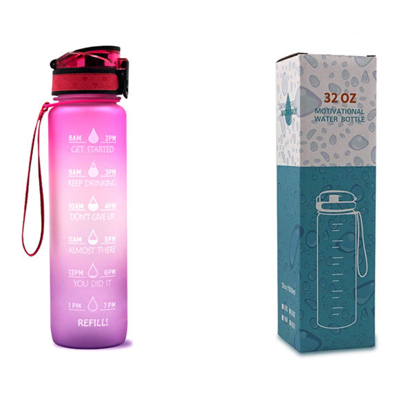 1L Motivational Tritan Water Bottle with Time Marker & Leakproof Lid