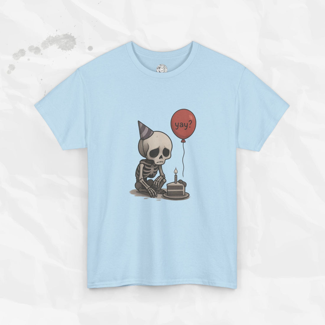 Yay? Skeleton Birthday Graphic T-Shirt - Available in Grey and Red - Image 11