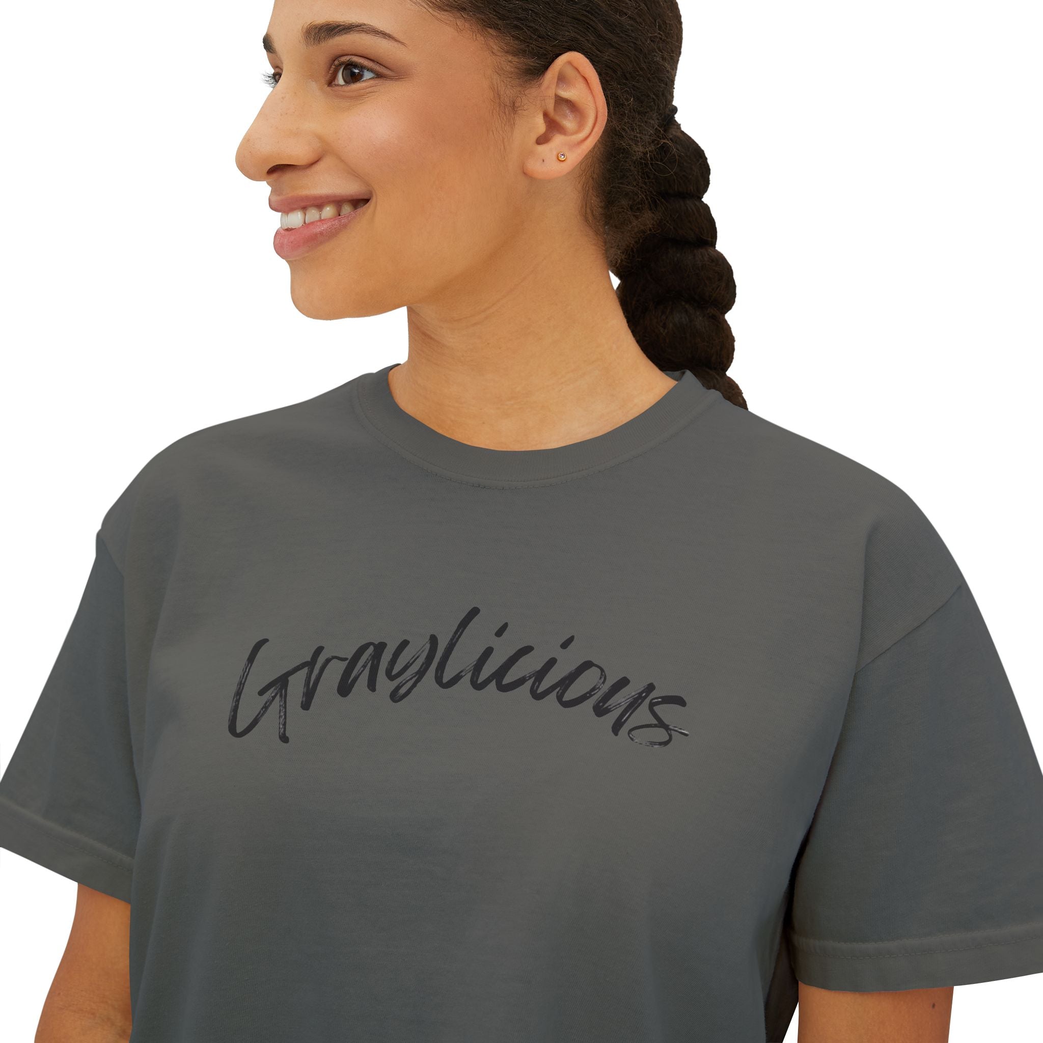 Women's Boxy Cotton Oversized Crewneck Short Sleeve Tee