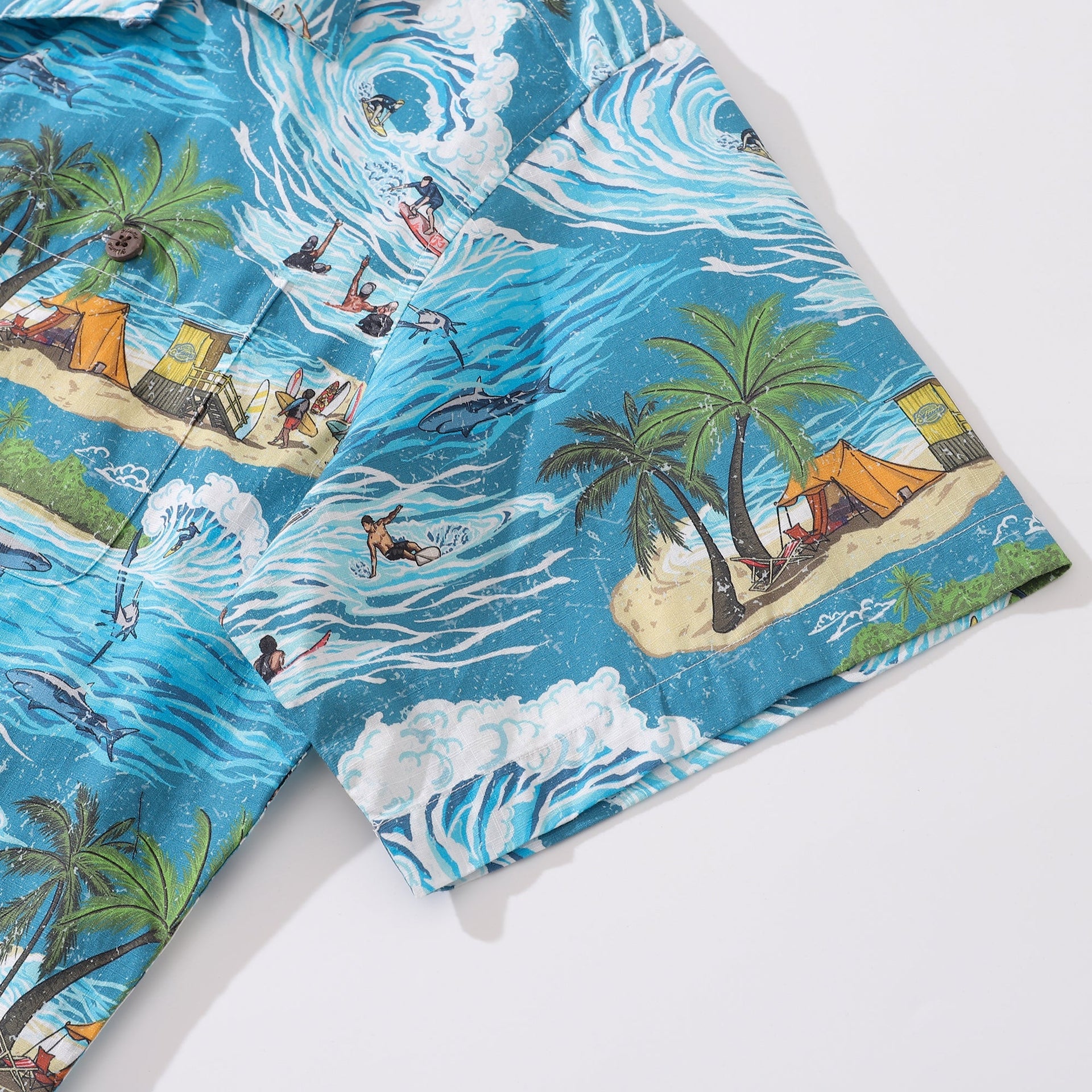 Men's Ocean Thrills 100% Cotton Vintage Camp Hawaiian Shirt