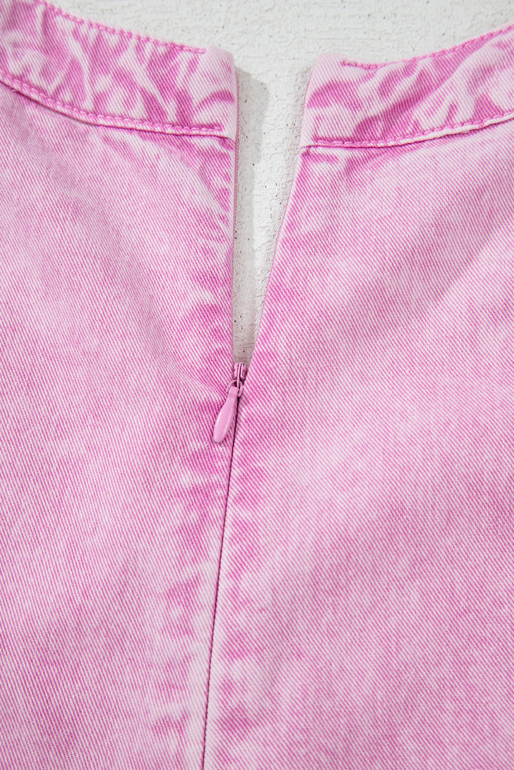 Mineral Wash Pleated Bust V-Neck Denim Romper