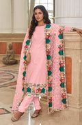 Monjolika Fashion Light Pink Embroidered Georgette Churidar Salwar Suit