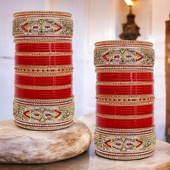 Traditional red Punjabi bridal Chura set for women