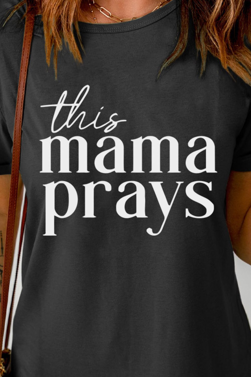 This Mama Prays Graphic Tee | Black & White Women's Casual Shirt