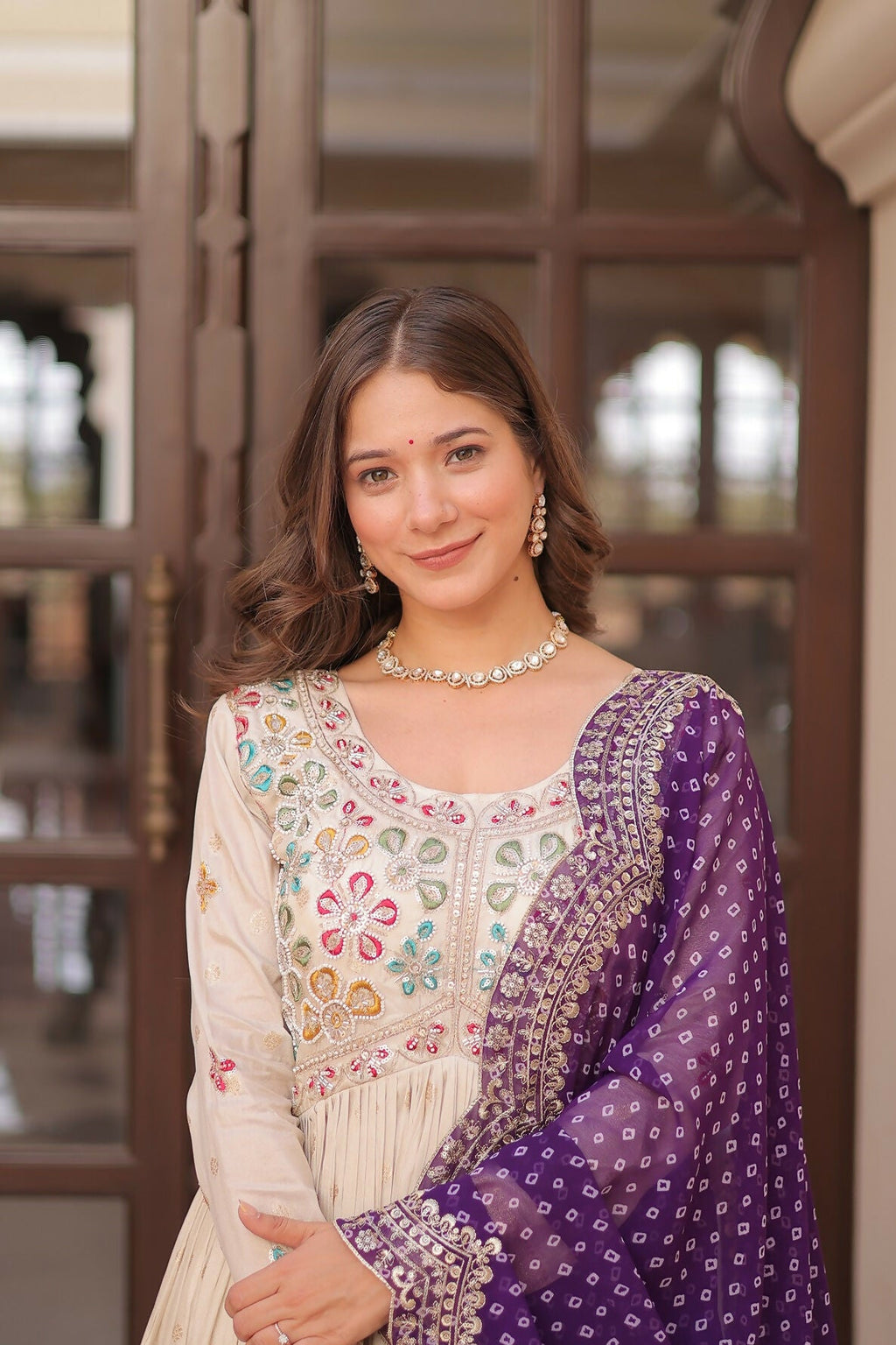 Joban Fashion Purple Jacquard Sequence Embroidery Work Kurta Set