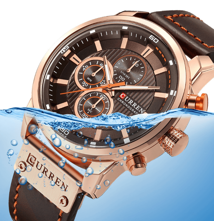 Men’s Elegant Sport Chronograph Watch with Leather Band