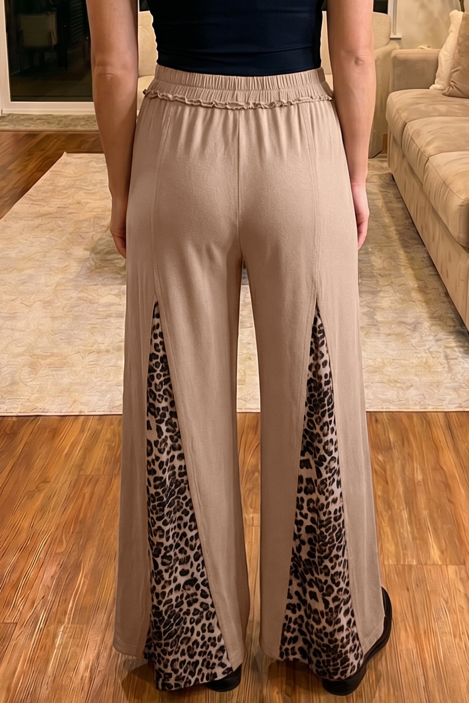 Leopard Patchwork Mineral Wash Wide Leg Pants