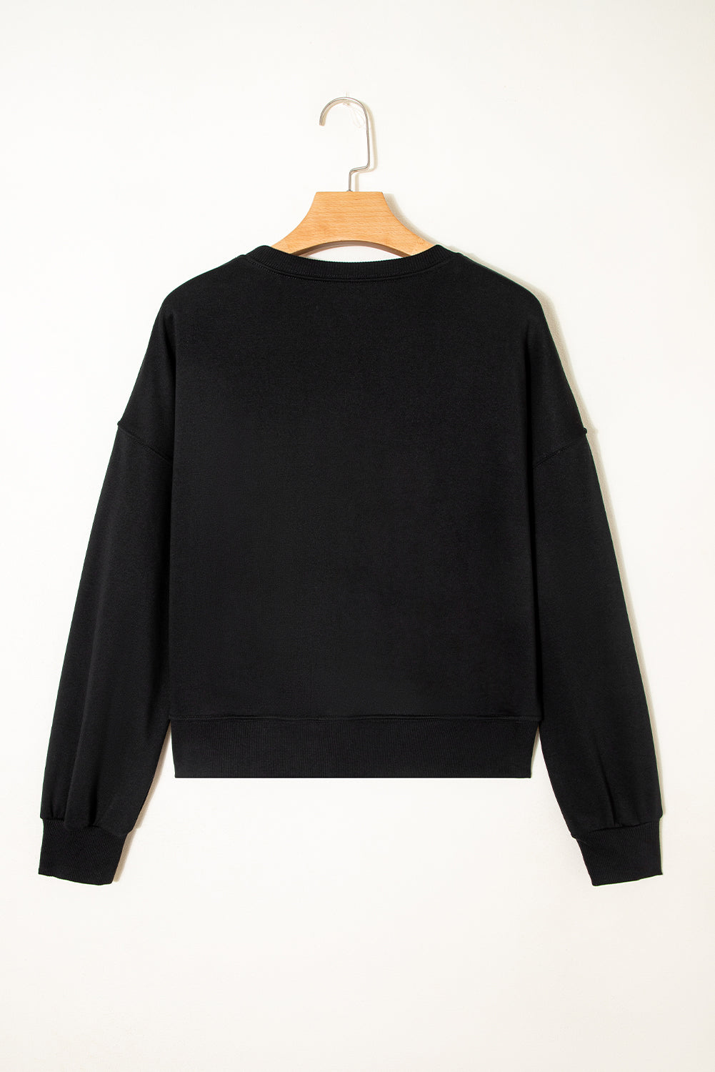 Black CLASSY UNTIL KICKOFF Plush Letter Patched Loose Sweatshirt