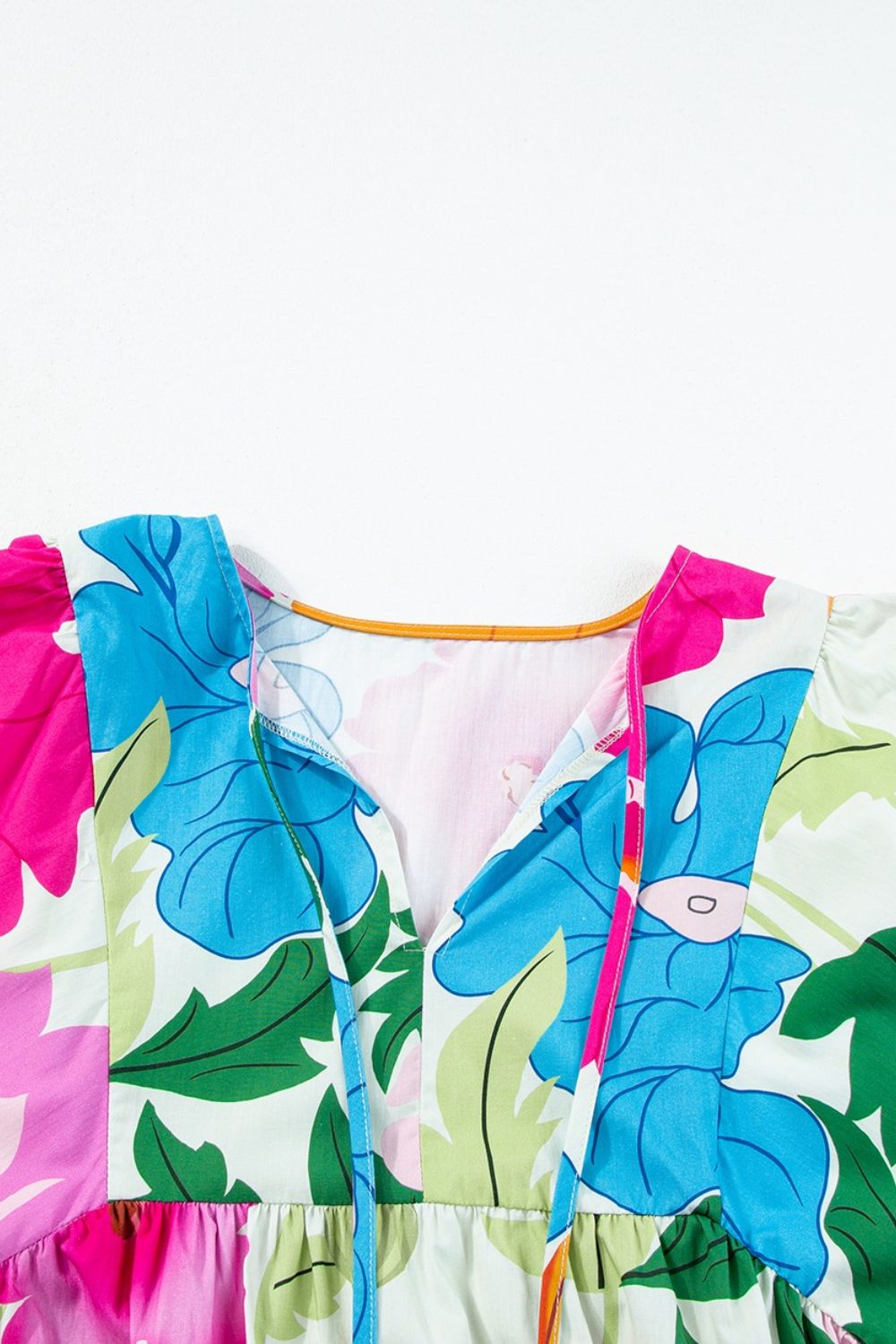 Floral Print Tie-Neck Dress - Elegant Lightweight Midi Dress