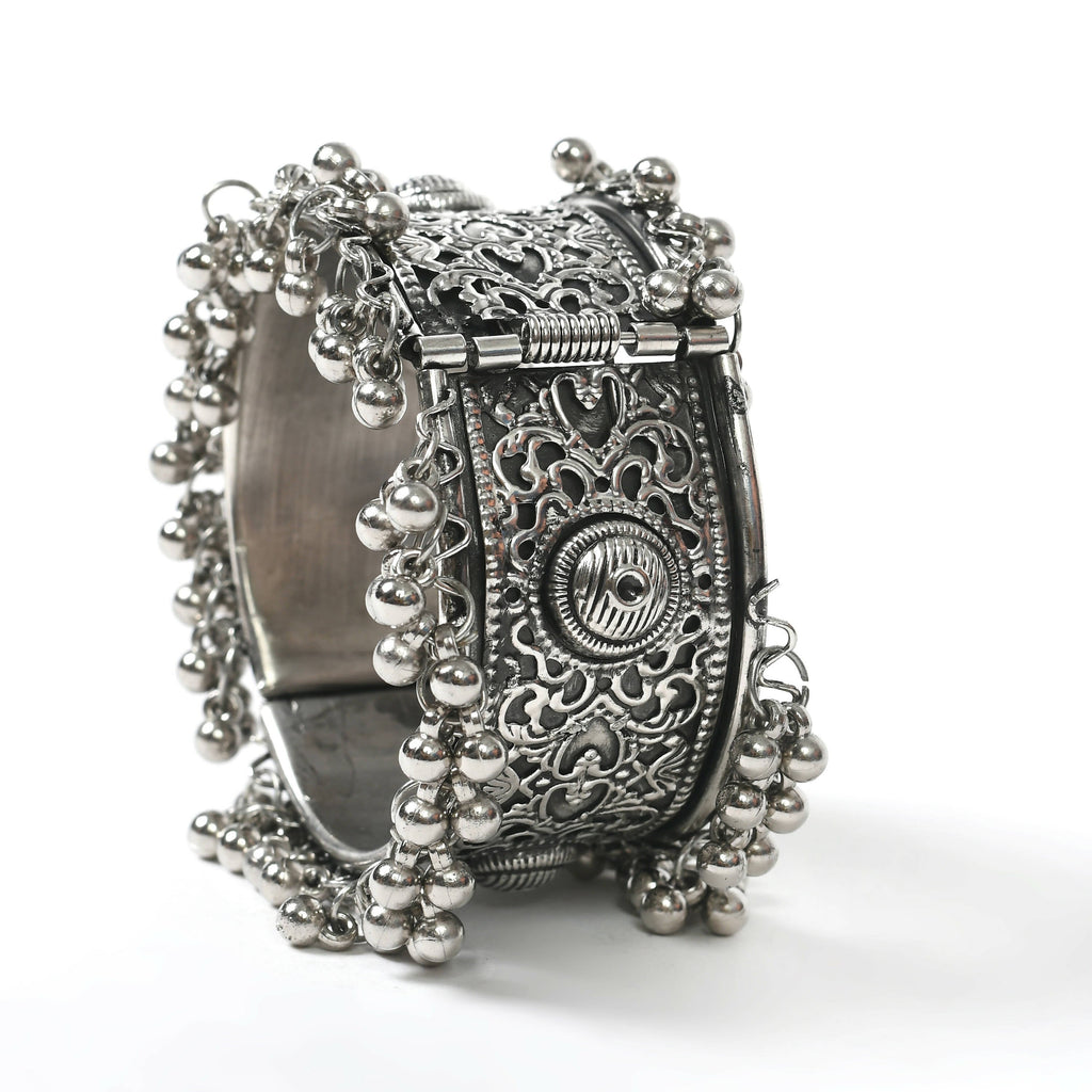 Joharkamal Oxidised Silver-Plated Ghungroo Artisan Bracelet