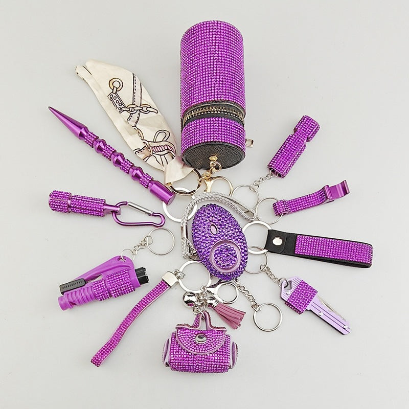 Creative 10-Piece Keychain Set - Colorful Glass Bag Charms