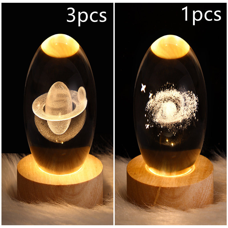 3D Galaxy Crystal Ball LED Night Light Planet Lamp Home Decor