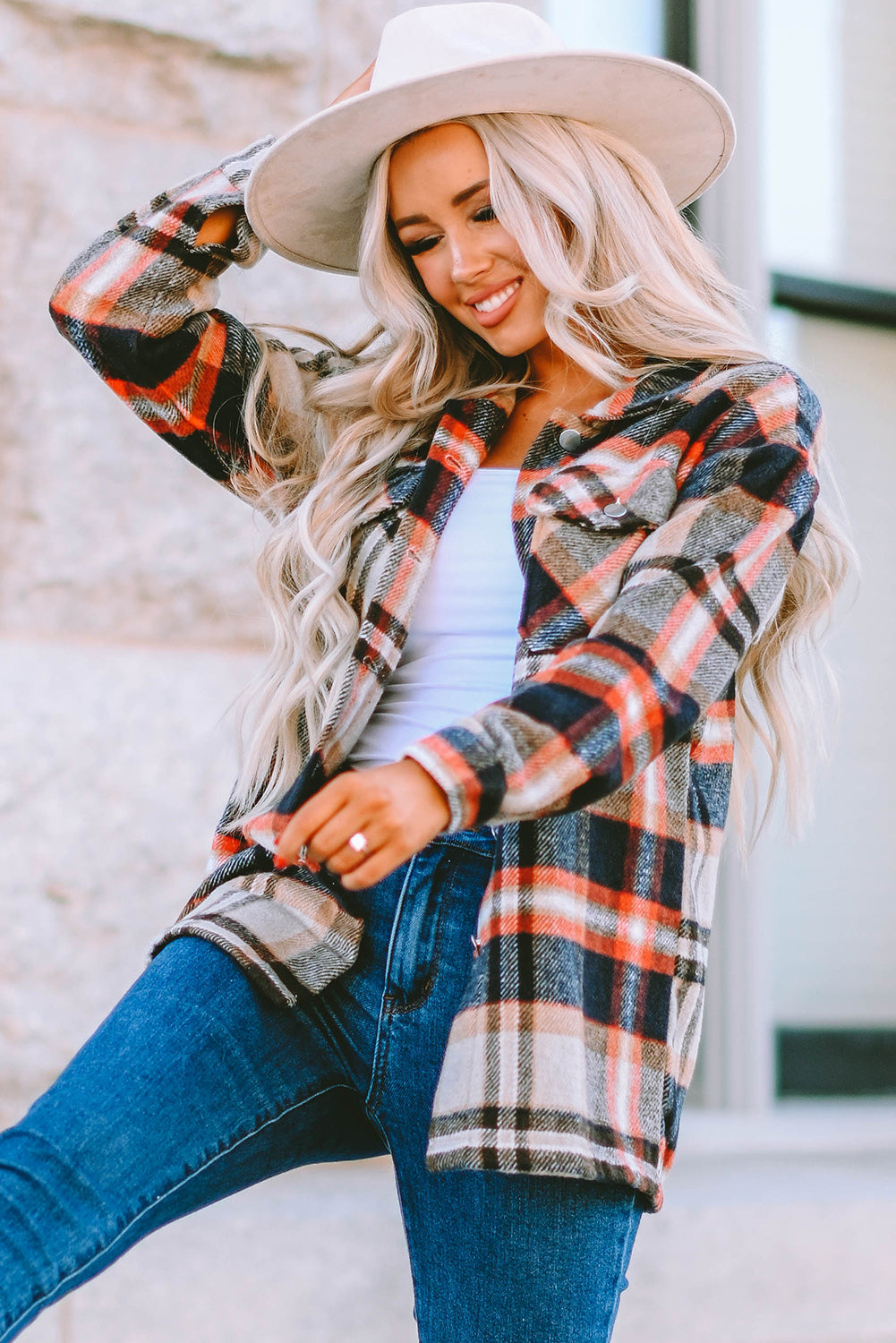 Brown Plaid Flannel Shacket | Button-Up Long Sleeve