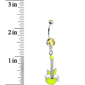 Yellow Guitar Dangle Navel Ring with Angel Wings - Image 2